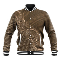 Brown Polynesia Plumeria Tattoo Baseball Jacket