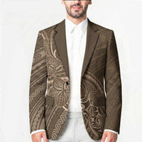 Brown Polynesia Plumeria Tattoo Blazer