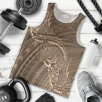 Brown Polynesia Plumeria Tattoo Men Tank Top