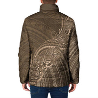 Brown Polynesia Plumeria Tattoo Padded Jacket