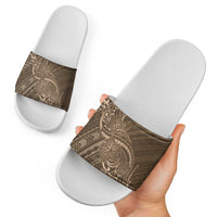 Brown Polynesia Plumeria Tattoo Slide Sandals