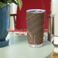 Brown Polynesia Plumeria Tattoo Tumbler Cup