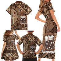 Samoa Siapo Family Matching Short Sleeve Bodycon Dress and Hawaiian Shirt Happy Independence Day Vintage Vibes