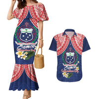 Samoan Independence Day Couples Matching Mermaid Dress and Hawaiian Shirt Manuia Le Tutoatasi O Samoa LT14 Blue - Polynesian Pride