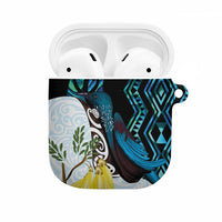New Zealand Silver Fern Tui Bird AirPods Case Maori Kowhai Paua Shell Taniko Motifs LT14 Turquoise - Polynesian Pride