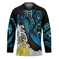 New Zealand Silver Fern Tui Bird Hockey Jersey Maori Kowhai Paua Shell Taniko Motifs LT14 Unisex Turquoise - Polynesian Pride