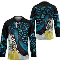 New Zealand Silver Fern Tui Bird Hockey Jersey Maori Kowhai Paua Shell Taniko Motifs - Polynesian Pride