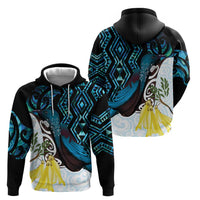 New Zealand Silver Fern Tui Bird Hoodie Maori Kowhai Paua Shell Taniko Motifs