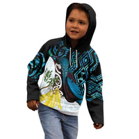 New Zealand Silver Fern Tui Bird Kid Hoodie Maori Kowhai Paua Shell Taniko Motifs LT14 - Polynesian Pride
