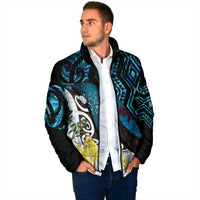 New Zealand Silver Fern Tui Bird Padded Jacket Maori Kowhai Paua Shell Taniko Motifs - Polynesian Pride