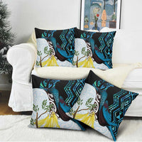 New Zealand Silver Fern Tui Bird Pillow Cover Maori Kowhai Paua Shell Taniko Motifs - Polynesian Pride