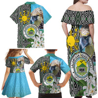 Cotabato Philippines Province Family Matching Off Shoulder Maxi Dress and Hawaiian Shirt Filipino Eagle Sampaguita Tinalak Pattern