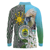 Cotabato Philippines Province Long Sleeve Polo Shirt Filipino Eagle Sampaguita Tinalak Pattern