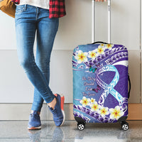No Story Should End Too Soon Suicide Awareness Luggage Cover Purple And Teal Polynesian Ribbon