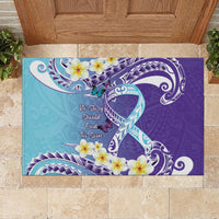 No Story Should End Too Soon Suicide Awareness Rubber Doormat Purple And Teal Polynesian Ribbon
