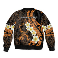 Liver Cancer Awareness Month Bomber Jacket Awareness Is Key Orange Polynesian Ribbon