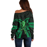 ADHD Awareness Month You Matter Off Shoulder Sweater Green Polynesian Ribbon