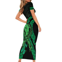 ADHD Awareness Month You Matter Short Sleeve Bodycon Dress Green Polynesian Ribbon