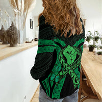 ADHD Awareness Month You Matter Women Casual Shirt Green Polynesian Ribbon