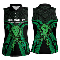 ADHD Awareness Month You Matter Women Sleeveless Polo Shirt Green Polynesian Ribbon
