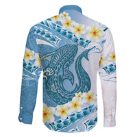 Blue Hawaii Shark Tattoo Family Matching Off Shoulder Maxi Dress and Hawaiian Shirt Frangipani With Polynesian Pastel Version LT14 - Polynesian Pride