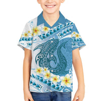 Blue Hawaii Shark Tattoo Hawaiian Shirt Frangipani With Polynesian Pastel Version