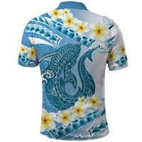 Blue Hawaii Shark Tattoo Polo Shirt Frangipani With Polynesian Pastel Version