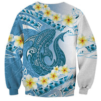 Blue Hawaii Shark Tattoo Sweatshirt Frangipani With Polynesian Pastel Version