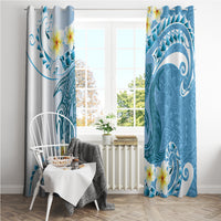 Blue Hawaii Shark Tattoo Window Curtain Frangipani With Polynesian Pastel Version