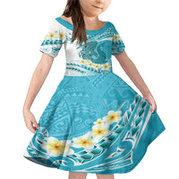 Turquoise Hawaii Shark Tattoo Family Matching Mermaid Dress and Hawaiian Shirt Frangipani With Polynesian Pastel Version