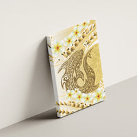 Gold Hawaii Shark Tattoo Canvas Wall Art Frangipani With Polynesian Pastel Version