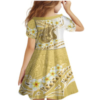 Gold Hawaii Shark Tattoo Family Matching Mermaid Dress and Hawaiian Shirt Frangipani With Polynesian Pastel Version LT14 - Polynesian Pride
