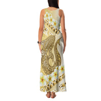 Gold Hawaii Shark Tattoo Family Matching Tank Maxi Dress and Hawaiian Shirt Frangipani With Polynesian Pastel Version