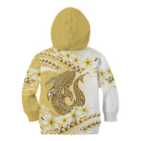Gold Hawaii Shark Tattoo Kid Hoodie Frangipani With Polynesian Pastel Version