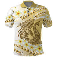 Gold Hawaii Shark Tattoo Polo Shirt Frangipani With Polynesian Pastel Version