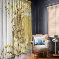 Gold Hawaii Shark Tattoo Window Curtain Frangipani With Polynesian Pastel Version
