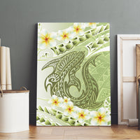 Green Hawaii Shark Tattoo Canvas Wall Art Frangipani With Polynesian Pastel Version