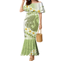 Green Hawaii Shark Tattoo Mermaid Dress Frangipani With Polynesian Pastel Version LT14 Women Green - Polynesian Pride