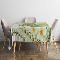 Green Hawaii Shark Tattoo Tablecloth Frangipani With Polynesian Pastel Version