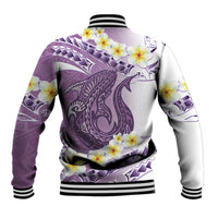 Purple Hawaii Shark Tattoo Baseball Jacket Frangipani With Polynesian Pastel Version