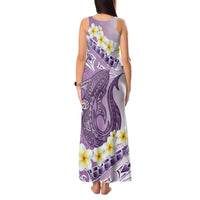 Purple Hawaii Shark Tattoo Tank Maxi Dress Frangipani With Polynesian Pastel Version LT14 - Polynesian Pride