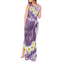 Purple Hawaii Shark Tattoo Tank Maxi Dress Frangipani With Polynesian Pastel Version LT14 - Polynesian Pride