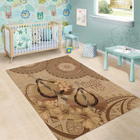 Brown Bula Fiji Area Rug Fijian Dance Fan Tapa Cloth Pattern