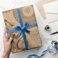 Brown Bula Fiji Wrapping Paper Fijian Dance Fan Tapa Cloth Pattern - Polynesian Pride