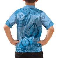 Blue Bula Fiji Hawaiian Shirt Fijian Dance Fan Tapa Cloth Pattern