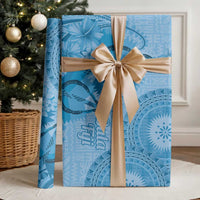 Blue Bula Fiji Wrapping Paper Fijian Dance Fan Tapa Cloth Pattern - Polynesian Pride
