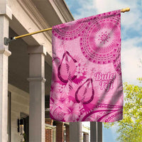 Pink Bula Fiji Garden Flag Fijian Dance Fan Tapa Cloth Pattern