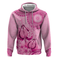 Pink Bula Fiji Hoodie Fijian Dance Fan Tapa Cloth Pattern