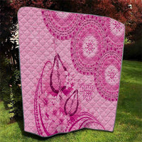 Pink Bula Fiji Quilt Fijian Dance Fan Tapa Cloth Pattern