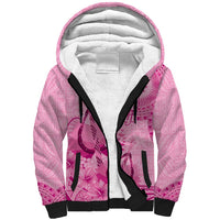 Pink Bula Fiji Sherpa Hoodie Fijian Dance Fan Tapa Cloth Pattern